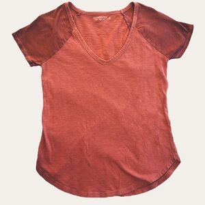 Abercrombie and Fitch Women's Rust Pink V-Neck Top Soft A&F Tee Small S
